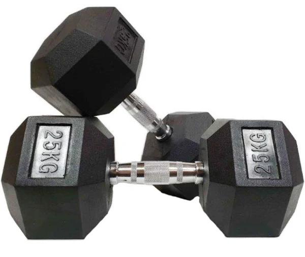 Morgan Rubber Hex Dumbbells - Pair [25Kg]