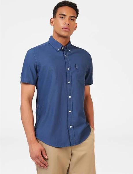 Ben Sherman Signature Oxford - Short Sleeve Shirt in 145 Rivera Blue, Size S