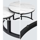 Oikiture Set of 2 Coffee Table Marble Round Nesting White & Black