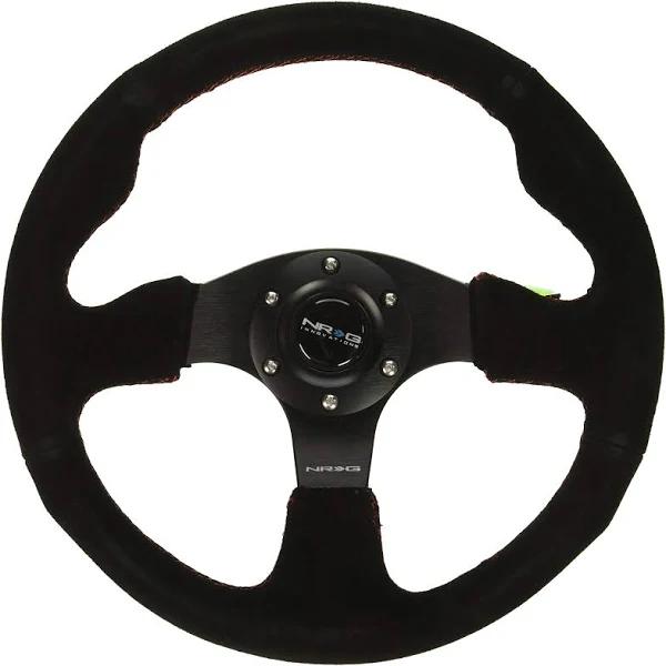 NRG Innovations RST-012S-RS Reinforced Steering Wheel (320mm Sport Suede Steering Wheelwith Red Stitch)