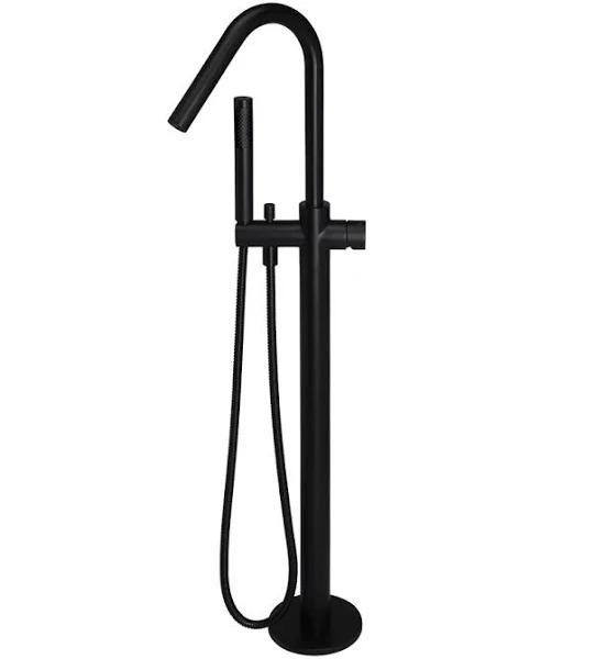 Meir Round Pinless Freestanding Bath Tub Filler Spout and Hand Shower Matte Black MB09PN by Swan Street Sales