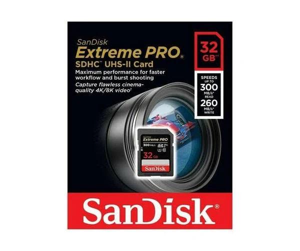 SD Card SanDisk Extreme Pro 32GB SDHC UHS-II Memory Card DSLR 4K Video 300MB/s