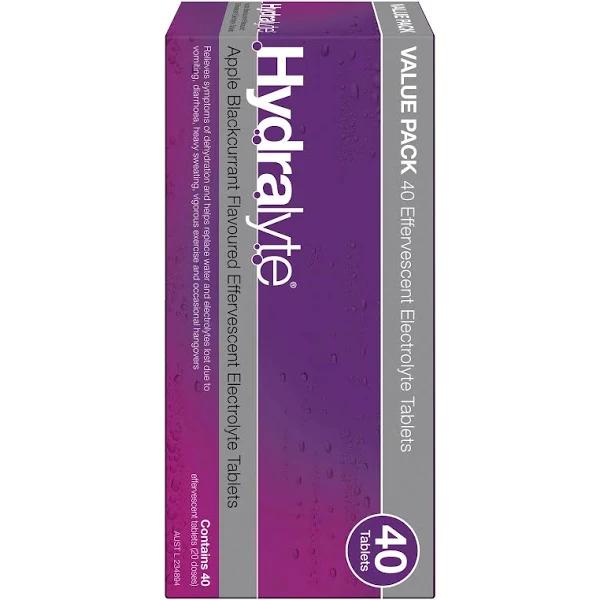 Hydralyte Effervescent Electrolyte Tablets 40 Tablets / Blackcurrent