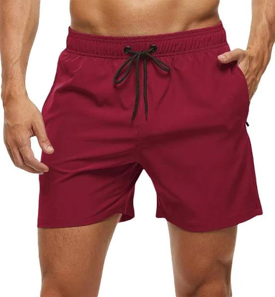 Tyhengta Men's Swim Trunks Quick Dry Beach Shorts with Zipper Pockets and Mesh Lining