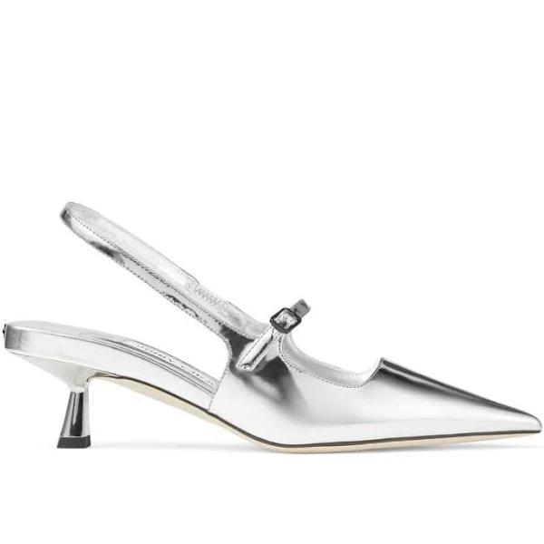 Jimmy Choo Didi 45 Leather Slingback Pumps - Silver - 39,5