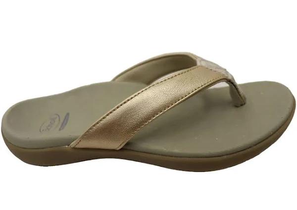 Scholl Orthaheel Sonoma II Womens Supportive Comfort Thongs Sandals Soft Gold Smooth 10 AUS