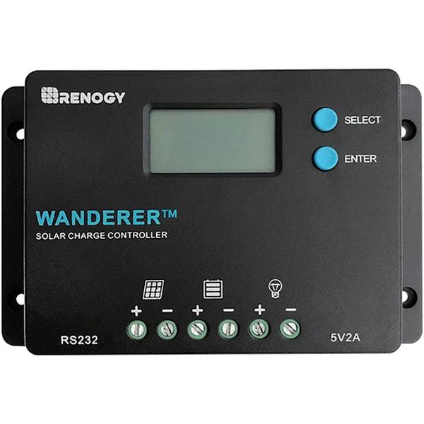 Renogy 10 Amp 12v/24v PWM Negative Ground Solar Charge Controller Compact Design w/LCD Display For AGM, Gel, Flooded and Lithium Battery, Wanderer