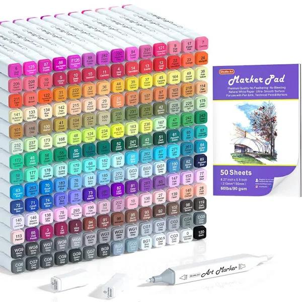 Shuttle Art 205 Colours Alcohol Art Markers, 204 Colours Dual Tip Art Pens Plus 1 Blender 1 Marker Pad 1 Case And Colour Chart For Kids Adult Artist