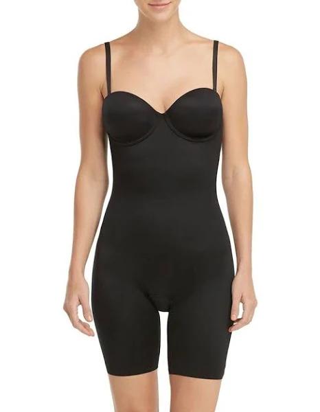 Spanx Suit Your Fancy Strapless Cupped Mid Thigh Bodysuit Black