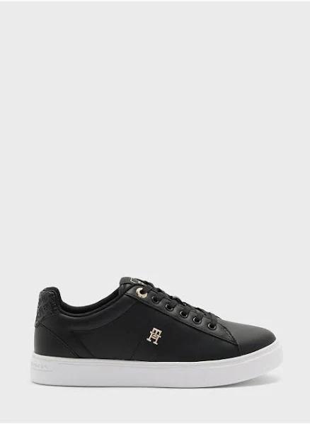 Essential Th Monogram Plaque Leather Trainers Black 41 at Tommy Hilfiger