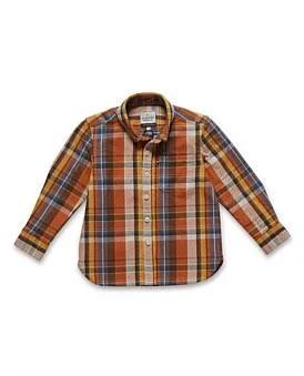 David Jones Academy Rookie Kids Denver Shirt (Boys 2-7) in Orange Check, Size 2 Y