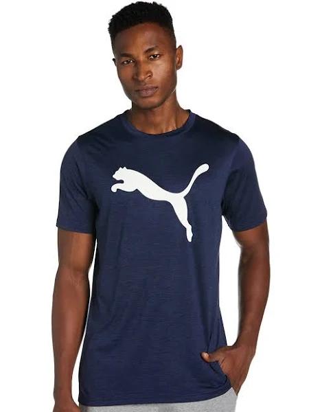 Puma Men's Train Favourite Heather Cat Short Sleeve Tee - Peacoat Heather