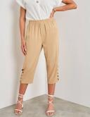 Rockmans Crop Pants with Button Side Ankle Detail - Womens - Latte AU Size 18 - AfterPay & zipPay Available