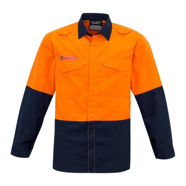 Syzmik Mens Hi Vis Spliced Shirt (ZW138) XXS / Orange/Navy