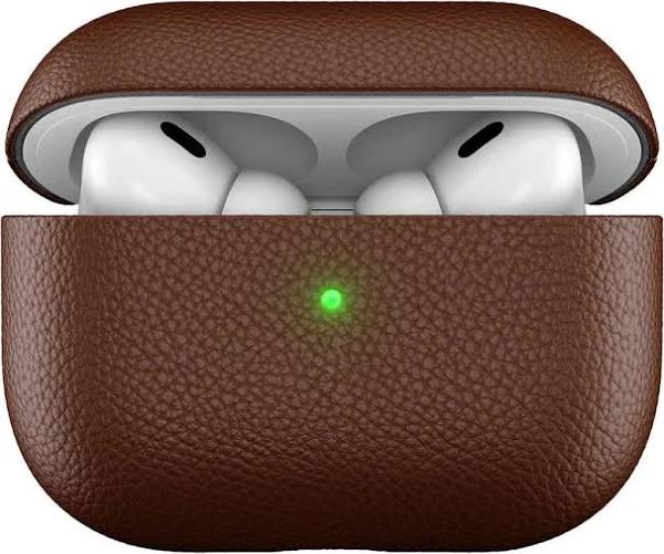 KeyBudz Artisan Series Leather Case For Airpods Pro 2 (Natural Brown)