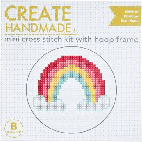 Create Handmade Mini Cross Stitch With Hoop Frame - Rainbow