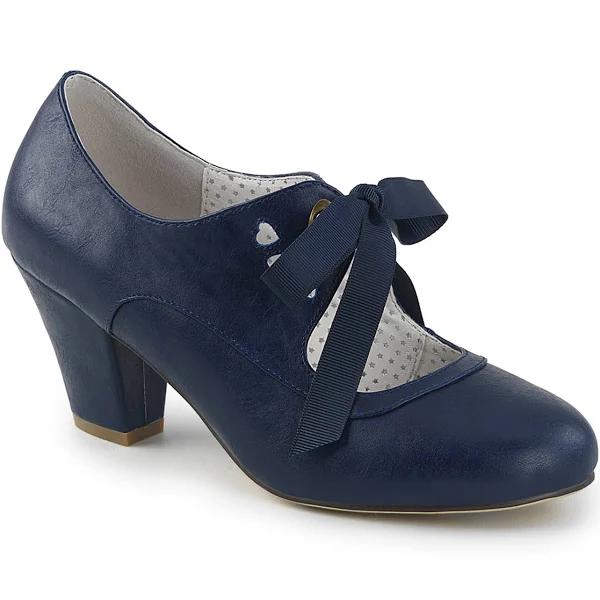 Pin Up Couture WIGGLE-32 Navy Blue Faux Leather Size 10