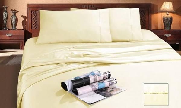 Ramesses 400TC Antibacterial Bamboo Egyptian Cotton Sheet Set (Eggnog) - Mega King