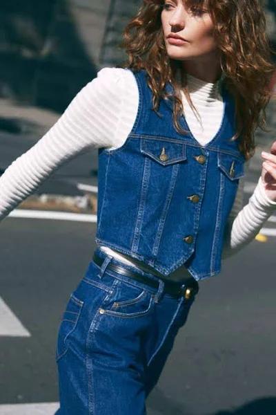 Rollas Womens Morgan Denim Vest Dark Stone Size XS