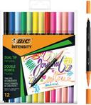 Bic Intensity Dual Tip Fineliner Pen Assorted Pastel 12 Pack