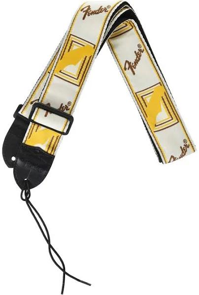 Fender - 2" Monogrammed Strap - White/Brown/Yellow