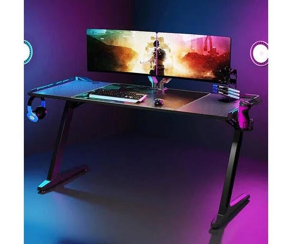 140cm XXL RGB Gaming Table Computer Desk Table Z-shape