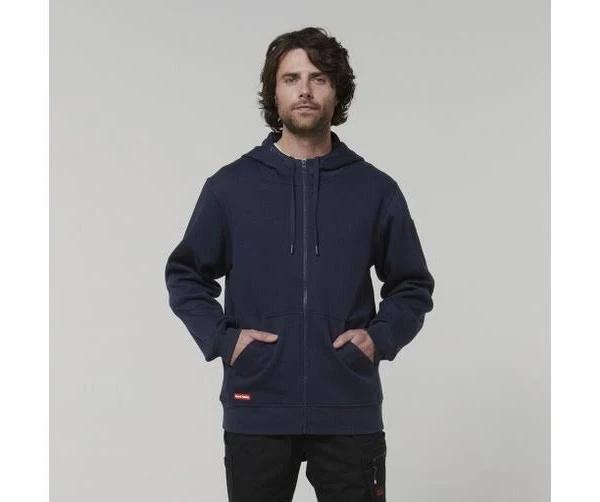 Hard Yakka Mens Fleece Zip Up Hoodie Y19542 (Navy, L)