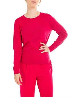 David Jones Merino Crew Neck Sweater in Hot Pink, Size XS