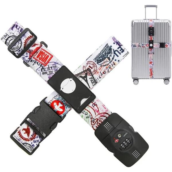 Travelkin Cross Luggage Straps TSA Approved,Elastic Suitcase Belt Adjustable Travel Accessories (journey)