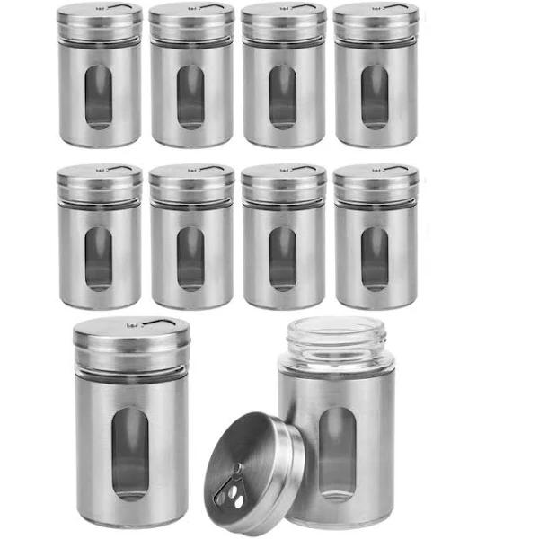 16pcs Spice Shakers Stainless Steel Storage Jars Spice Jars with Viewing Window Control-100ml Spice Jar - AfterPay & zipPay Available