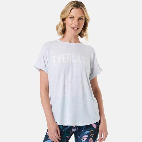 Everlast Active Womens Boyfriend T-Shirt-White Marl Size: 18