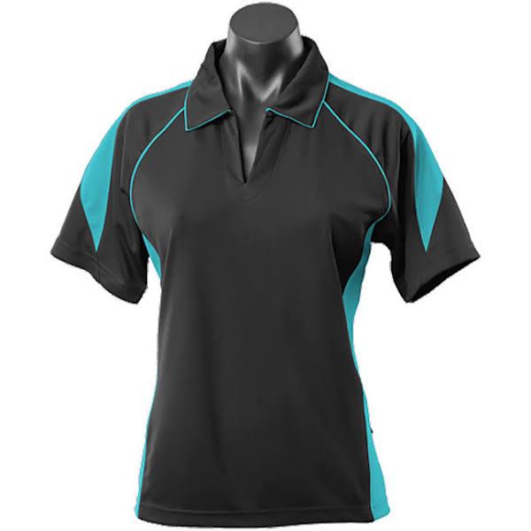 Aussie Pacific 2301 Ladies Premier Polo Black/Teal / 12