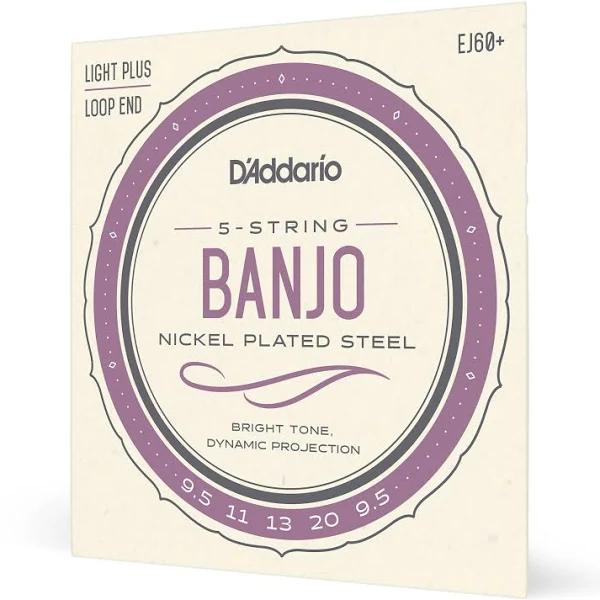 D'Addario EJ60+ 5-String Banjo Strings Nickel Light Plus 9.5-20