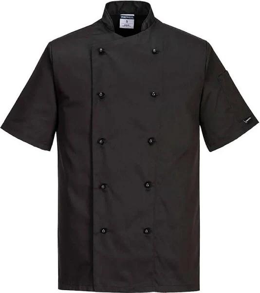 Portwest Mens Kent Chef Jacket Black 3XL Cotton Polyester Mens Chef Jacket