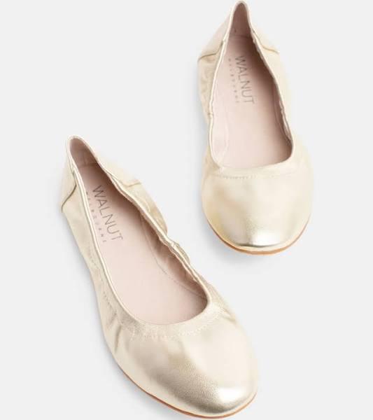 Walnut Melbourne Sale | Women's Abbi Leather Ballet | Gold | EU 42 | Leather Ballerina Shoes | AfterPay Available