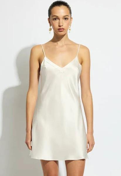 GINIA Silk V Neck Chemise - Creme