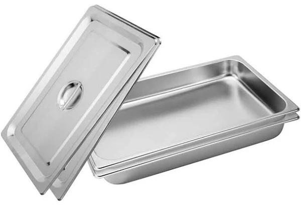 SOGA 2x Gastronorm GN Pan Full Size 1/1 GN Pan 6.5cm Deep Stainless Steel Tray with Lid