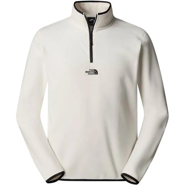 The North Face Glacier 1/4 Zip Central Logo Fleece in Off White