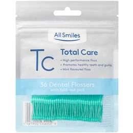 Woolworths All Smiles Dental Floss Total Care Mint Picks 36 Pack