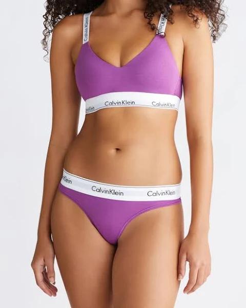 Calvin Klein Modern Cotton Thong in Purple XS