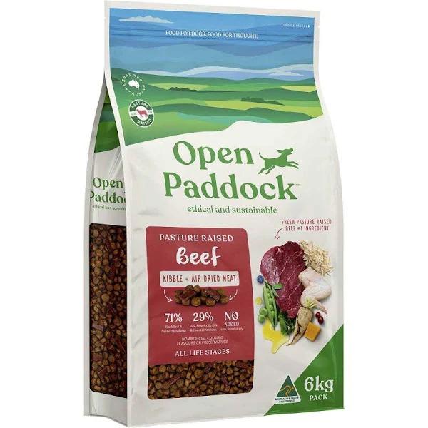 Open Paddock Beef Kibble & Air Dried Meat Dog Food 6kg