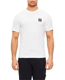 David Jones Stone Island Chest Patch T Shirt in White, Size Large