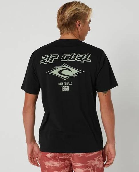 Rip Curl Fade Out Icon Tee in Black/Green L