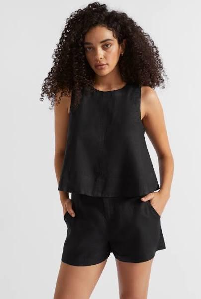 Seed Heritage Core Linen Shell Top in Black 6