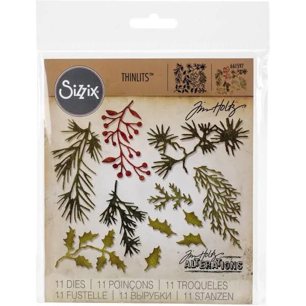 Sizzix Thinlits Dies by Tim Holtz Mini Holiday Greens