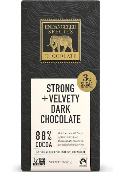 Endangered Species Chocolate, Strong + Velvety Dark Chocolate, 88% Cocoa - 3 oz