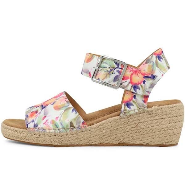 Ziera Kraig Xw Orange Floral Leather Sandals Orange Floral Womens Espadrilles Wedges Sandals