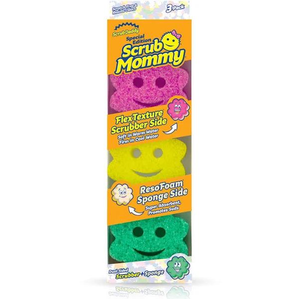 Scrub Daddy Sponge Set - Scrub Mommy Power Flower Dual- Sided Sponge and Scrubber - Non Scratch Sponge For Dishes and Home, Odor Resistant, Firm in