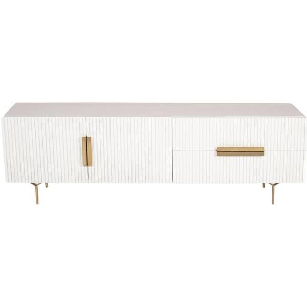 Knox ETU Entertainment TV Unit 180cm 3 Door 2 Drawer Solid Mango Wood - White - Earn Everyday Rewards, AfterPay Available