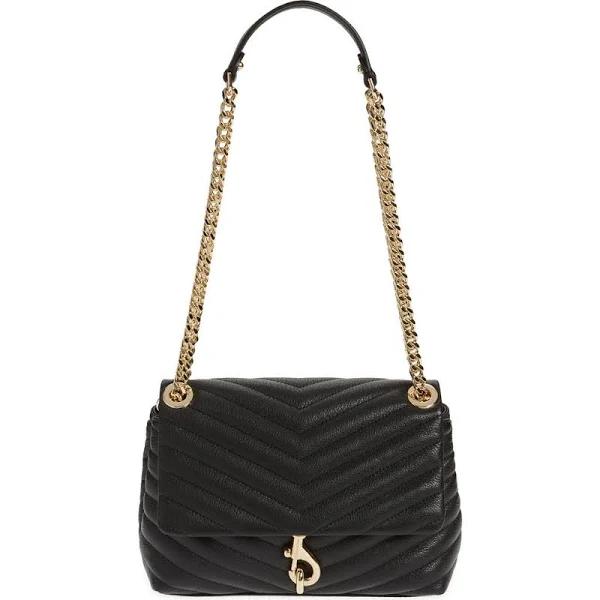 Rebecca Minkoff Edie Quilted Leather Flap Shoulder Bag Black